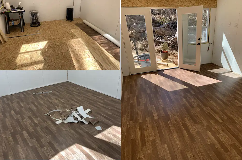 linoleum flooring installed in working studio