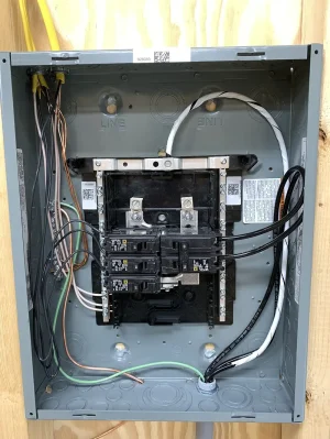 New electrical power panel installed and active inside the Midnight Falcon art studio.